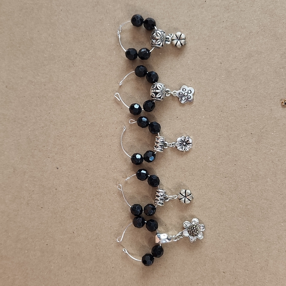 🌞Handmade Floral Wine Charms 5Set